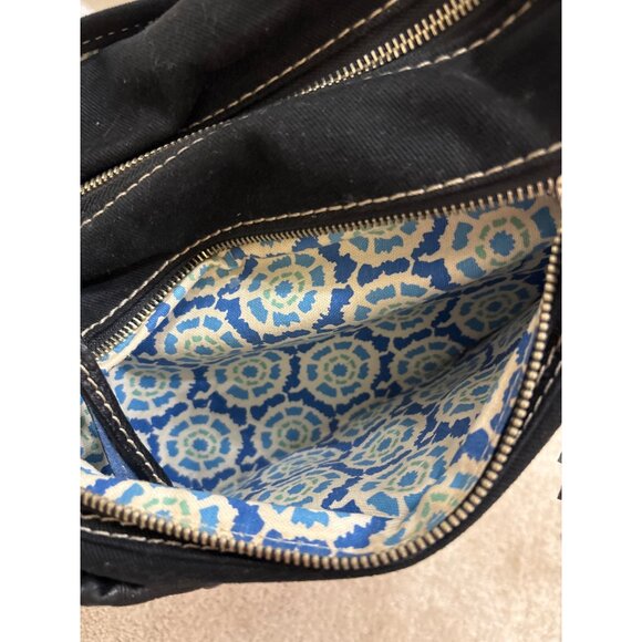 Fossil Black Canvas & Faux Leather Shoulder Bag With Adjustable Strap - Picture 10 of 16